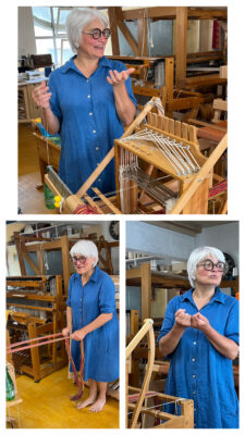 Une professeur expliquant le tissage